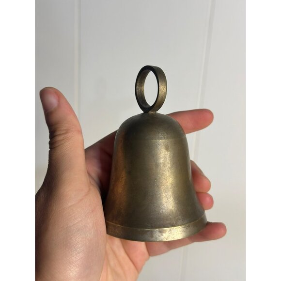 VTG 1990 Silver-Plated Brass Hand Bell – Engraved Christmas Décor 3" - Picture 6 of 7